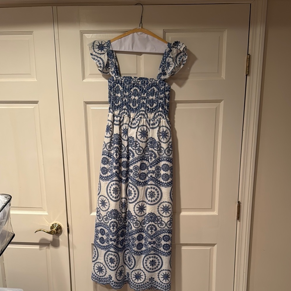 Blue and White Patterned Dress
